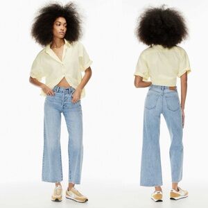 Denim Forum Light Wash Wide Leg Jeans